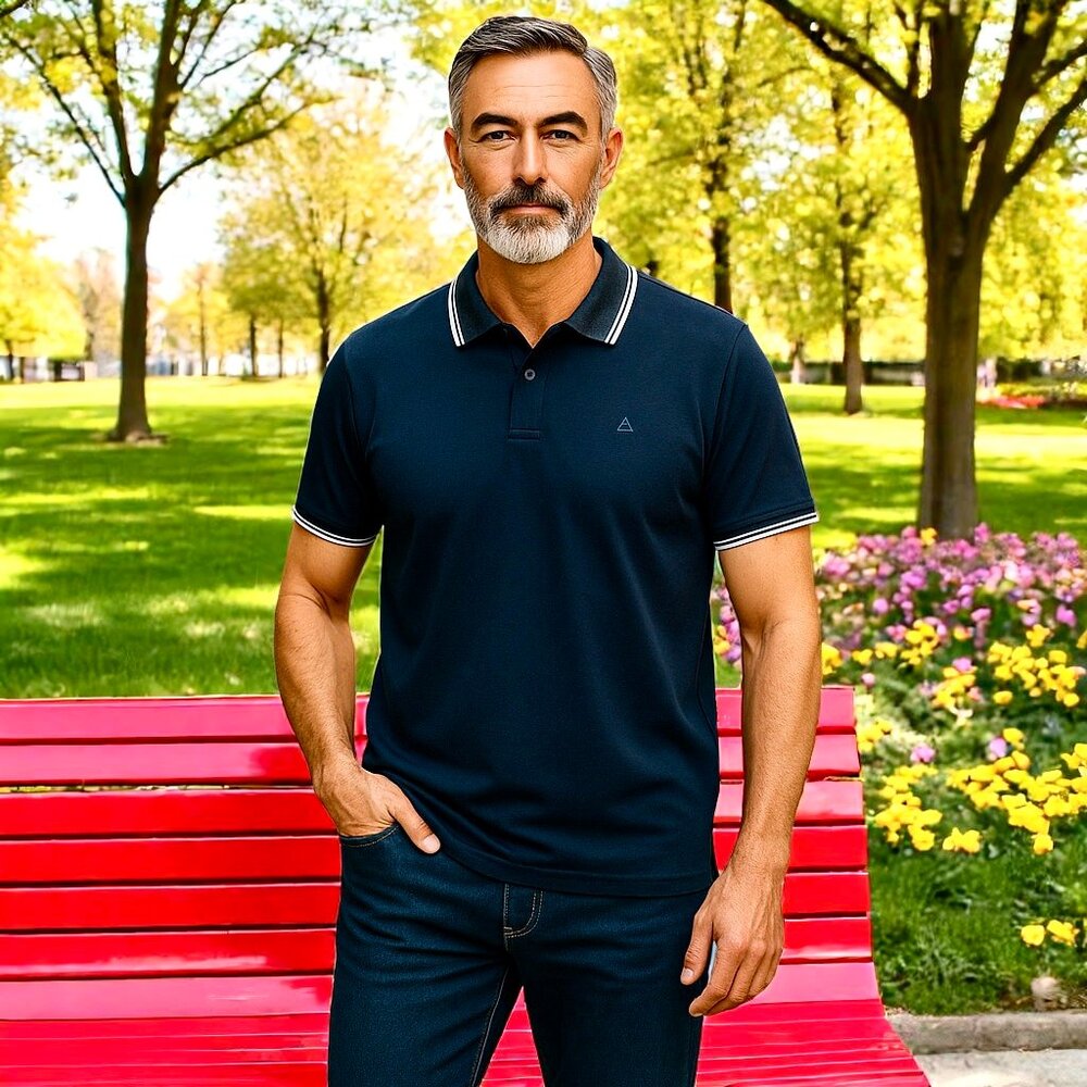 One Valley Navy Blue Polo Shirt Cotton NEW